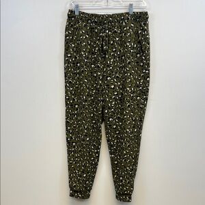 MELLODAY Olive and Black Animal Dressy Joggers Size L